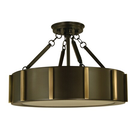 Framburg Lighting 4592 BN/PN Pantheon Four Light Flush Mount In Brushed Nickel w/Polished Nickel With Glass